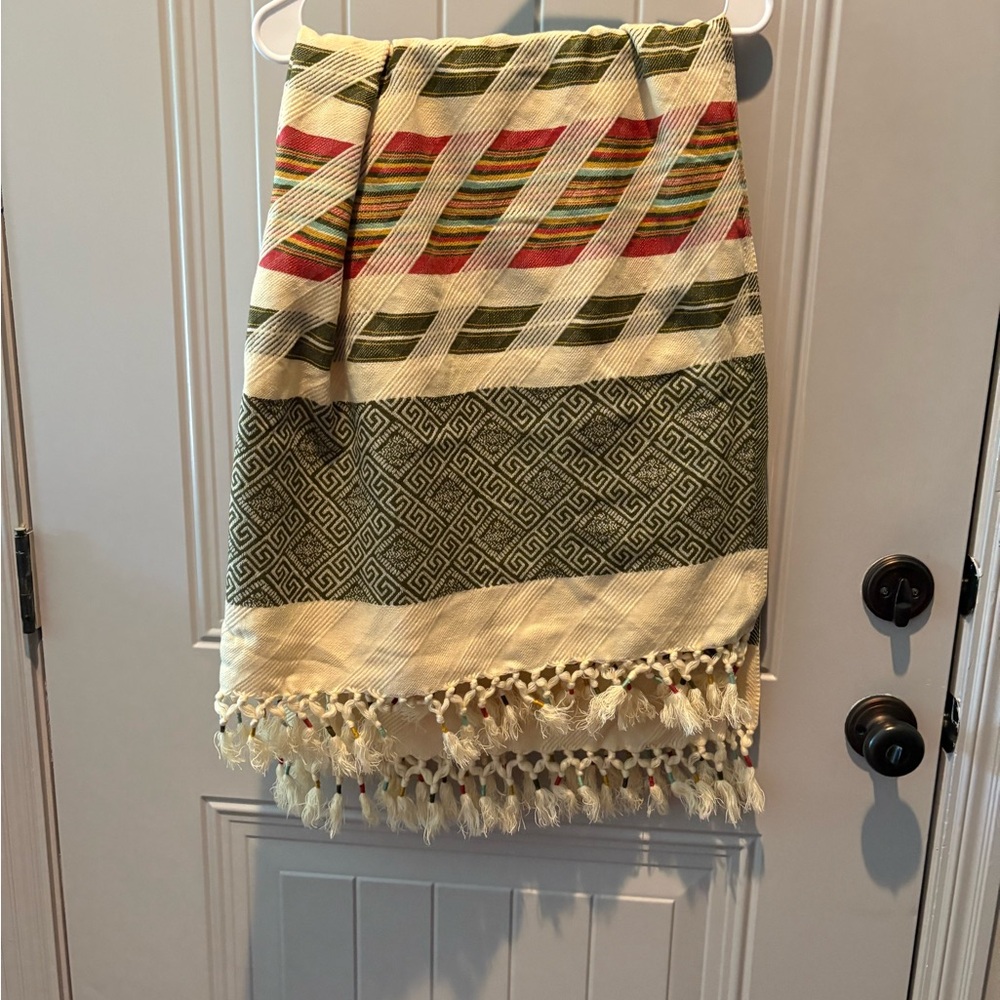 Hollister Colorful Patterned Fringe Wrap